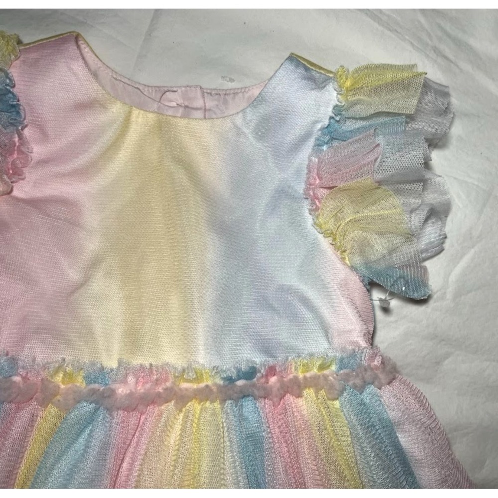 Mia & Mimi Baby Girl Dress 18 Mos Pastel Rainbow Polyester NWOT - Picture 3 of 6